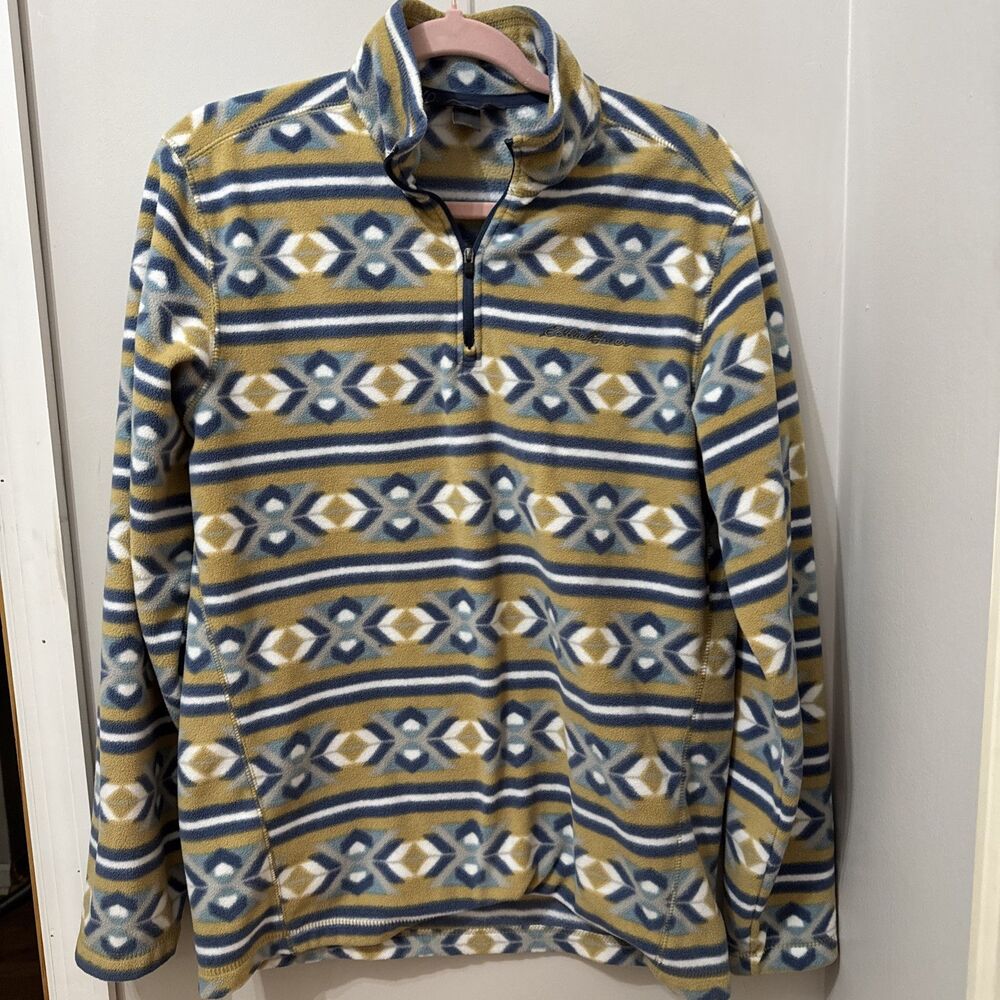 Eddie Bauer Fleece Sweatshirt Aztec Print Women's Small 1/4 Zip Pullover - Picture 1 of 5